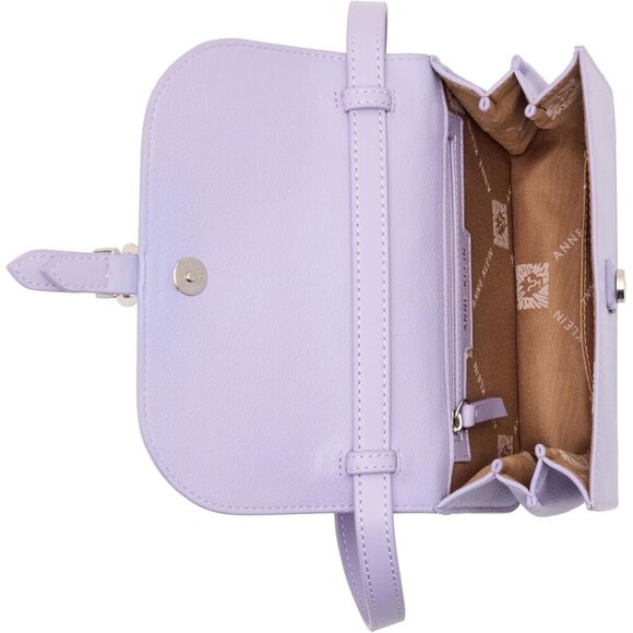 Womens Crossbody Bag Polyester Lavender Buckle Flap Slim Durable - Picture 3 of 6